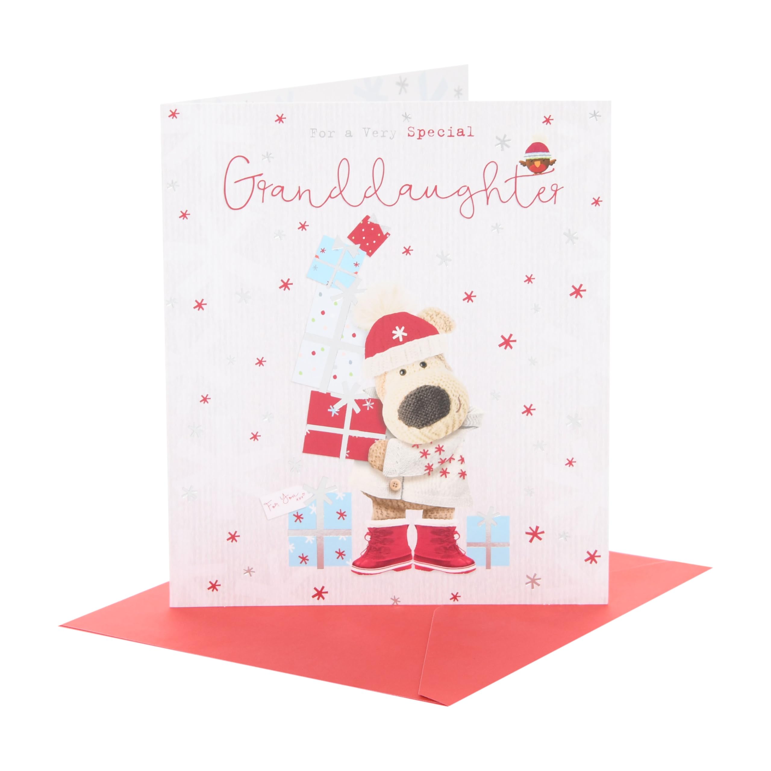 Boofle | Christmas Card for Granddaughter | Xmas Presents | Her, Girls, Women | Cute Design | With Envelope | 18.4 x 15.9 cm