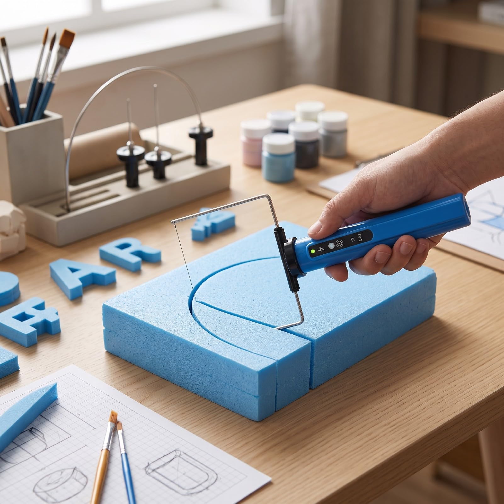 Cutter de Mousse ÉLectrique pour Art en Eps,20CM (Prise UE)