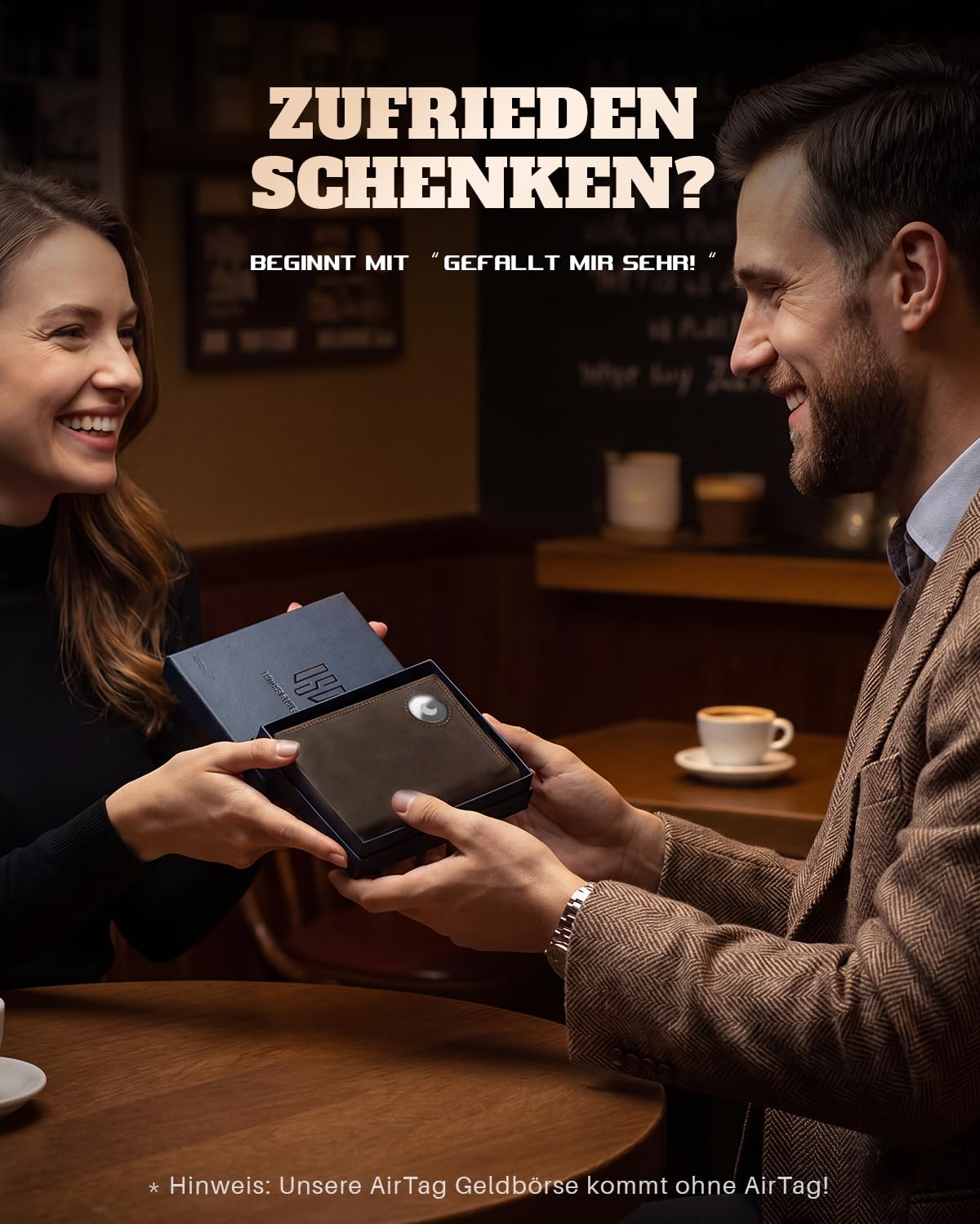 DODENSHA Portmonee Herren mit Airtag Fach und RFID Schutz | Geldbörse Herren aus 100% Echtleder mit XL Münzfach für 20 Münzen | Smart Wallet für 13 Karten in Geschenkbox (Dunkelbraun)