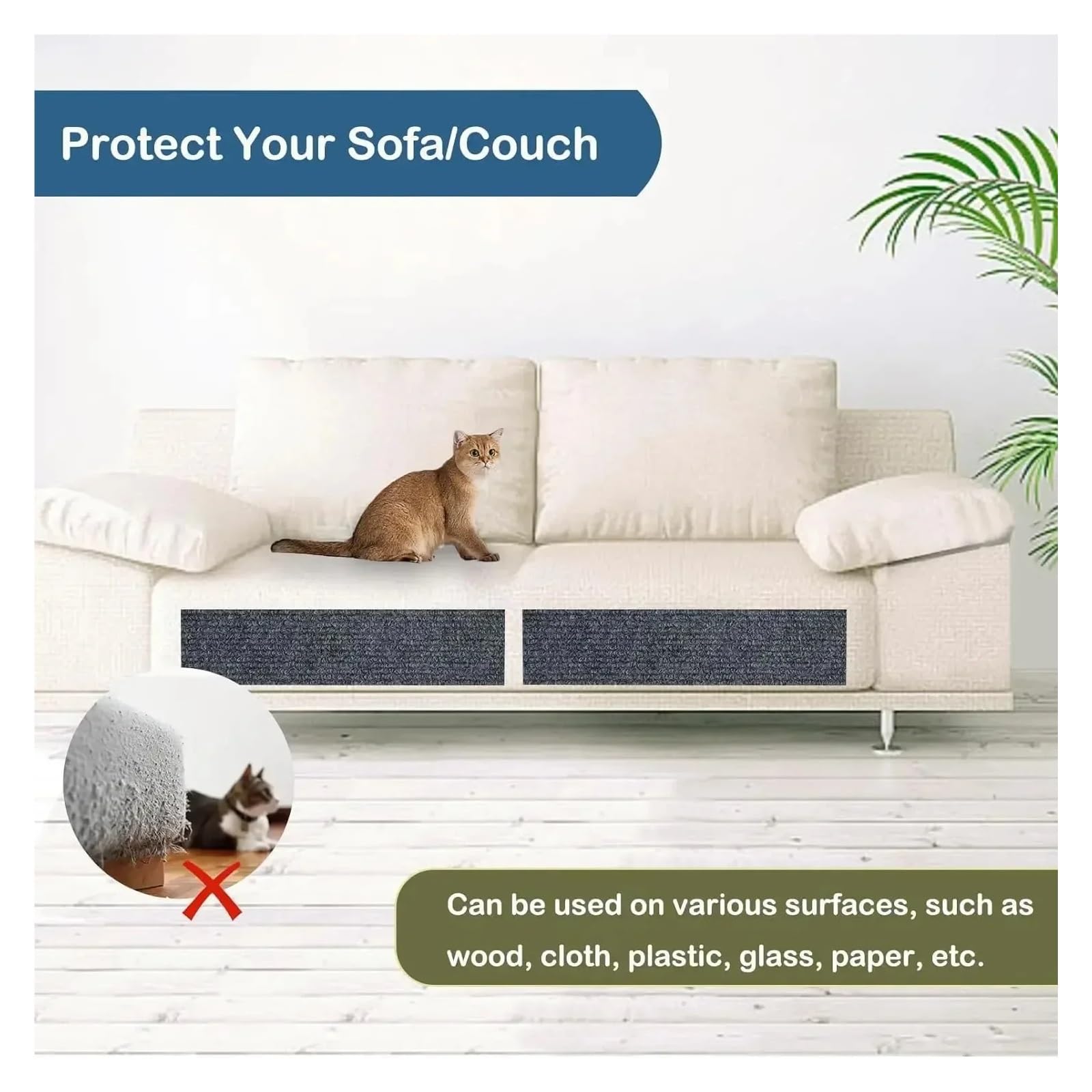 Protector Sofa Gatos Sofá Autoadhesivo de Pared DIY Gatos protección contra arañazos Patas afilar Tablero Alfombra Recortable para Sofás y Alfombras(Brown,40X300CM)