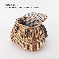 Vista 2 de Cesta de picnic de mimbre, cesta de pesca Creel, cesta de regalo de transporte con tapa y correa para el hombro