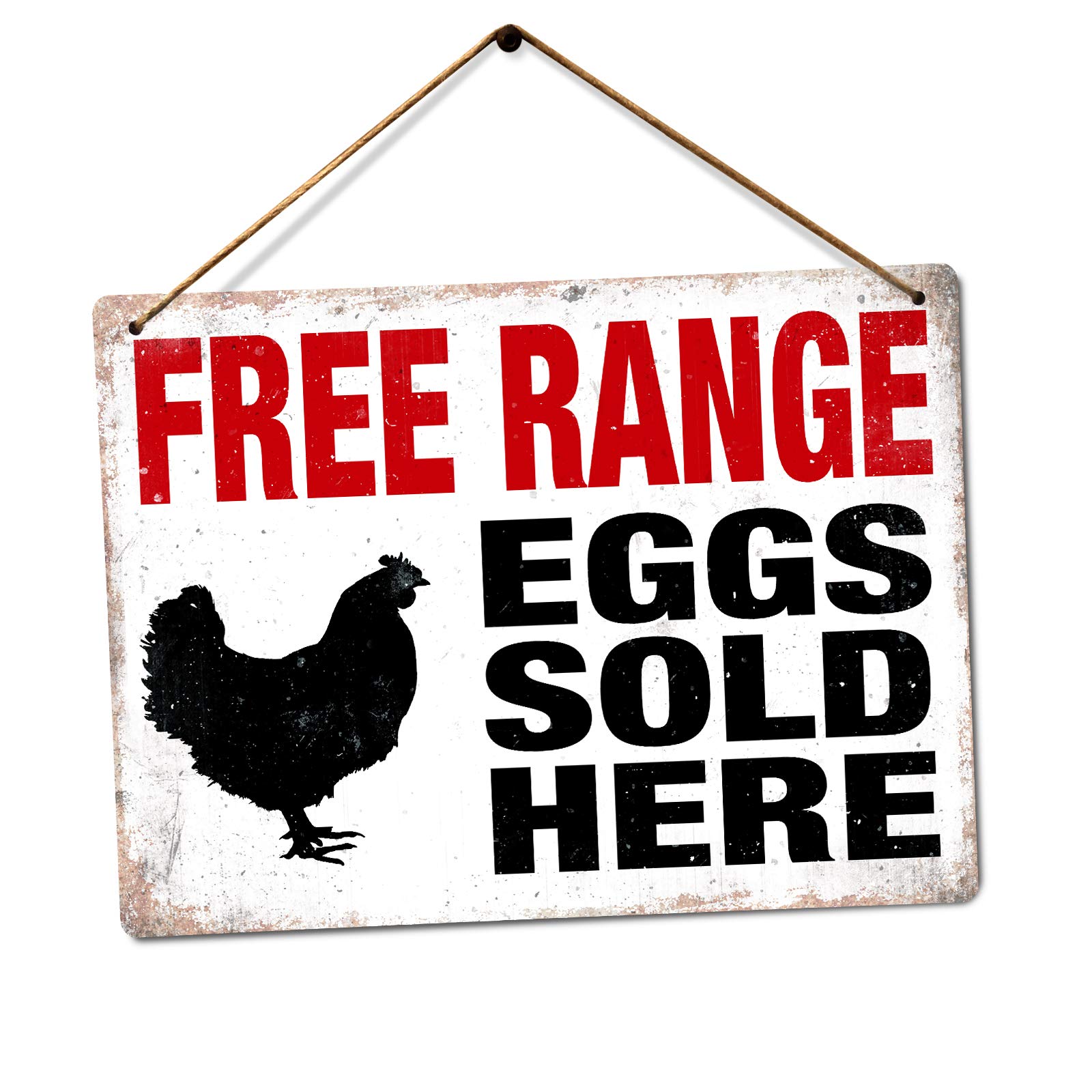 Free Range Eggs - Medium Twine | Printed Metal Wall Sign Plaque