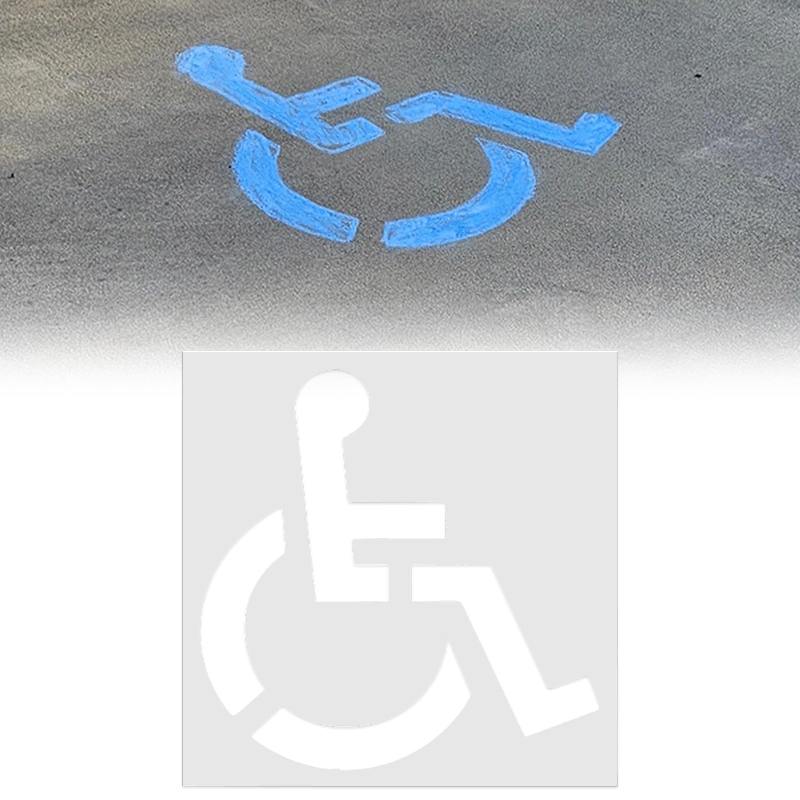 Pochoir de stationnement pour handicap parking pochoir | Modèle de stationnement en silicone de 83,8 x 91,4 cm | Pliable et flexible, épaisseur 1 mm, outil symbole fauteuil roulant pour peinture