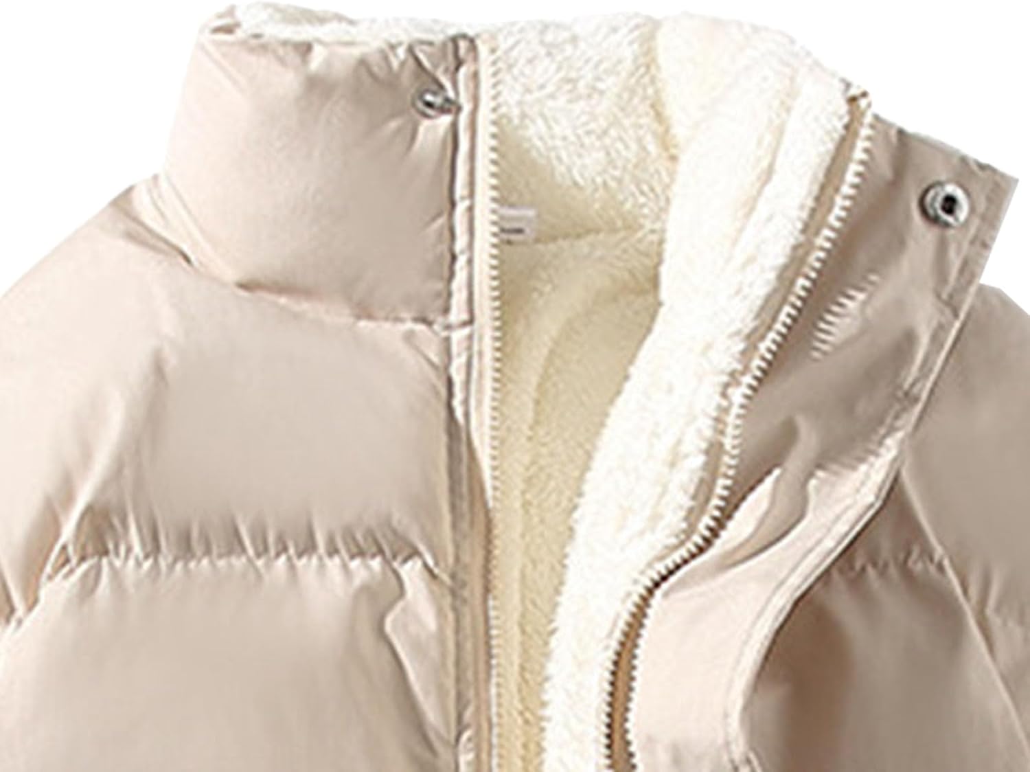 Men's Fleece-Lined Padded Puffer Jacket Stand Collar Thicken Warm Down Coats Thermal Winter Sherpa Puffer Coat