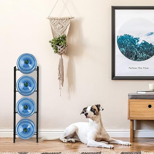 Miniatura 6 de HAITRAL Soporte para jarra de agua, 4 niveles, resistente para botellas de agua, color negro y marrón