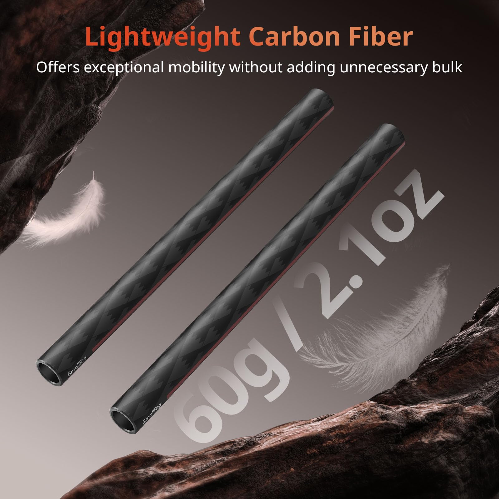 SMALLRIG 15-mm-Carbonfaserstange für 15-mm-Stabhalterungssystem, 20 cm lang, für Stangenklemmen, Mattebox und Follow Focus, 2er-Pack – 5211