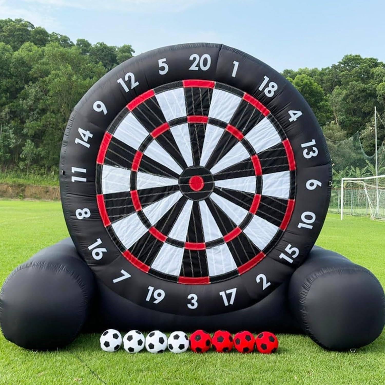NewModel Outdoor Dart Board, nadmuchiwana piłkarska tarcza do darta z dmuchawą i 8 nadmuchiwanymi piłkami, samoprzylepne lotki, do gier sportowych na świeżym powietrzu i gry w rzutki