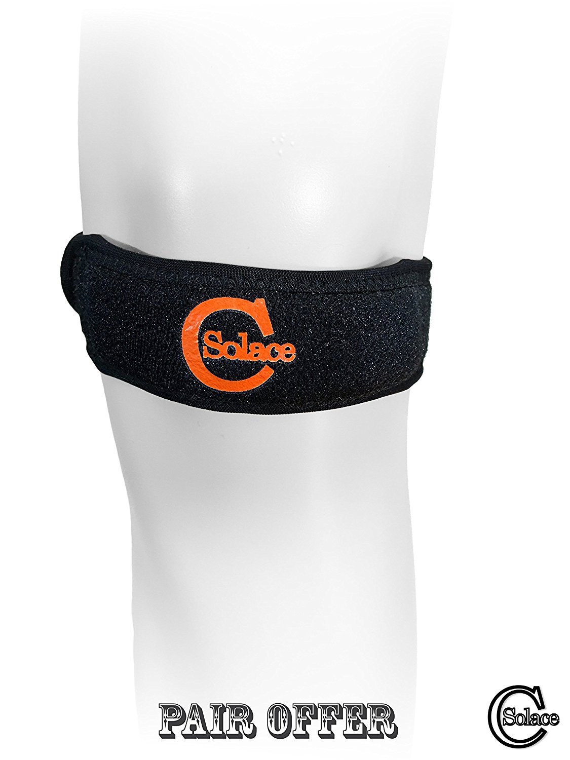 Patella-Kniebandage (Paar-Angebot) – verstellbarer Jumper/Läufer Kniebandage – Patella-Tracking Kompressionsbandage – gereizte Kniescheibe – Cho-Pat Kniebandage (Einheitsgröße, schwarz)