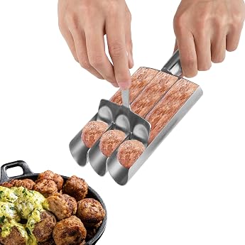 Meatball Maker with Cutting Spade Meatball Shovel Maker Manual Meatball Making Tools for Kitchen for Quick Cooking Biscuit Dough Sorbet Three Tubes