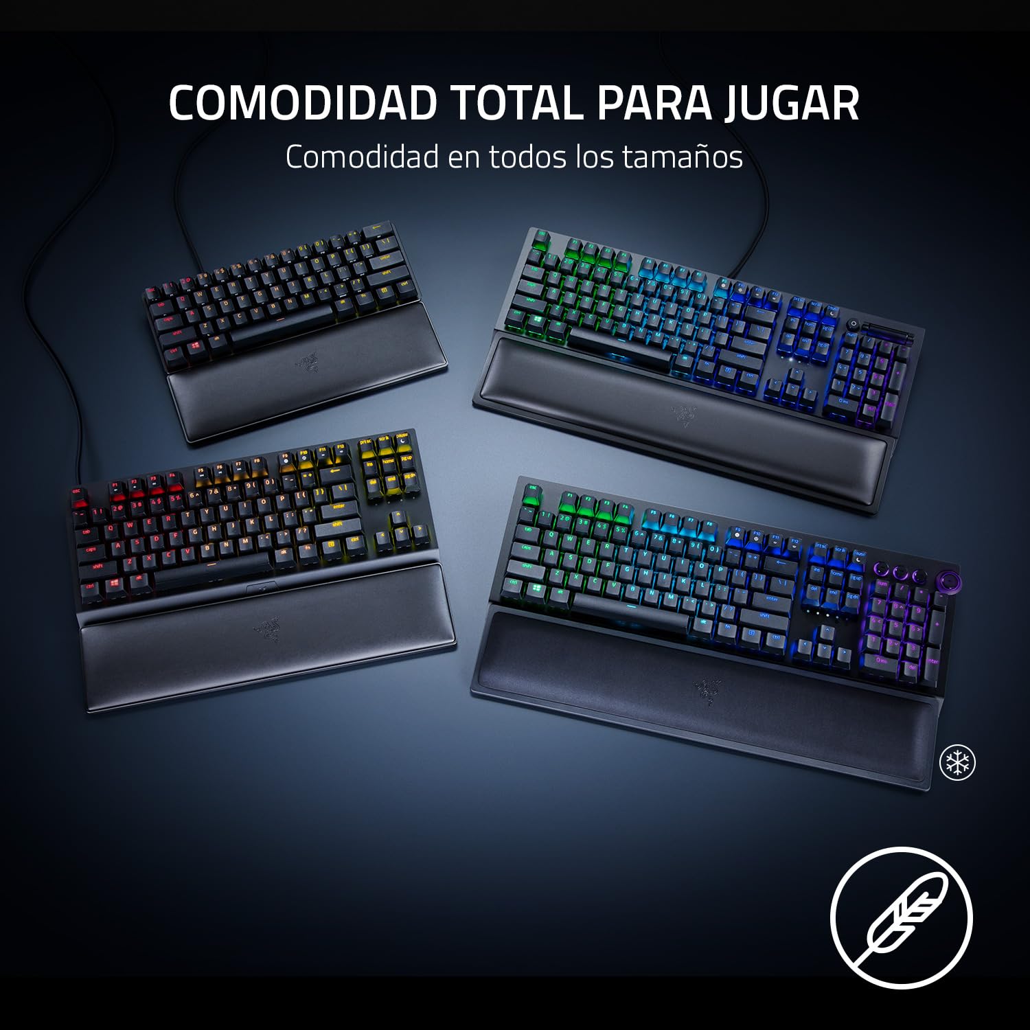Razer Reposamuñecas ergonómico (Tenkeyless) - Para teclados tenkeyless con un cojín de espuma de cuero artificial con memoria (pies de goma antideslizantes, diseño ergonómico) Negro