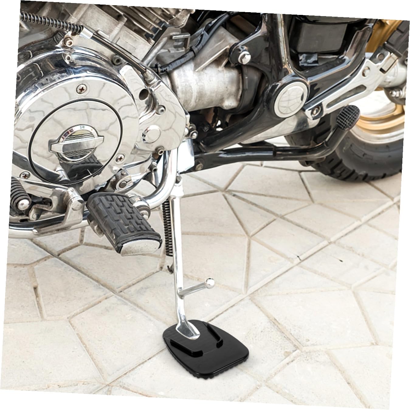 GLEAVI 5pcs Motorcycle Side Stand Pads Lightweight Black Kickstand Cushion for Easy Parking Uneven Surfaces Protects Garage Floors for Riders and Enthusiasts