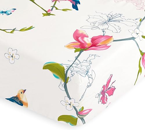 Miniatura 4 de Wake In Cloud - Sábanas florales, 100% algodón, juego de sábanas de 4 piezas, ropa de cama estética botánica bohemia con estampado de pájaros,