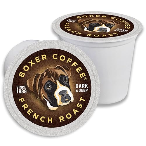 Boxer Coffee 52ct French Roast - Cápsulas de café tostado oscuro atrevido, grado especial, cápsulas gourmet artesanas de una sola porción