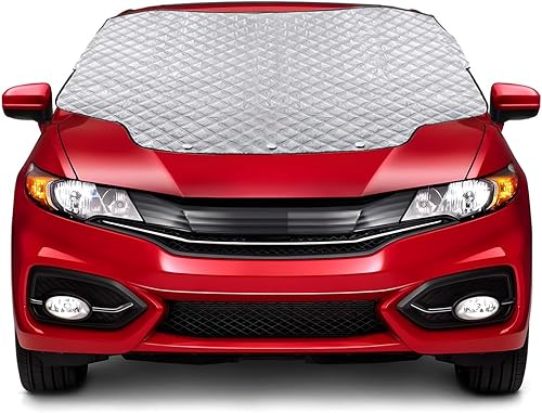 Miniatura 7 de Gintenco - Protector contra nieve y hielo para parabrisas de automóvil, con bordes magnéticos, 4 capas de grosor, con espejos laterales, fácil de