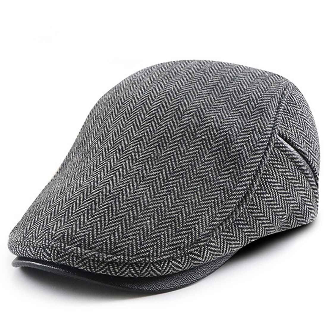 JNKET Autumn Winter Men Women Flat Cap Fashion Leisure Newsboy Hats Driving Cap (US, Alpha, One Size, Medium, Dark Grey)