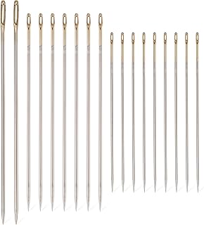Feines Sticknadel-Set, 16 Stück, große Öse, selbsteinfädelnde Nadeln für Handnähen, Perlenstickerei und Handwerk, 3 Größen, 3,6 cm, 4,6 cm, 5,1 cm, Eisennadeln für Stickerei, Stricken, DIY Handwerk