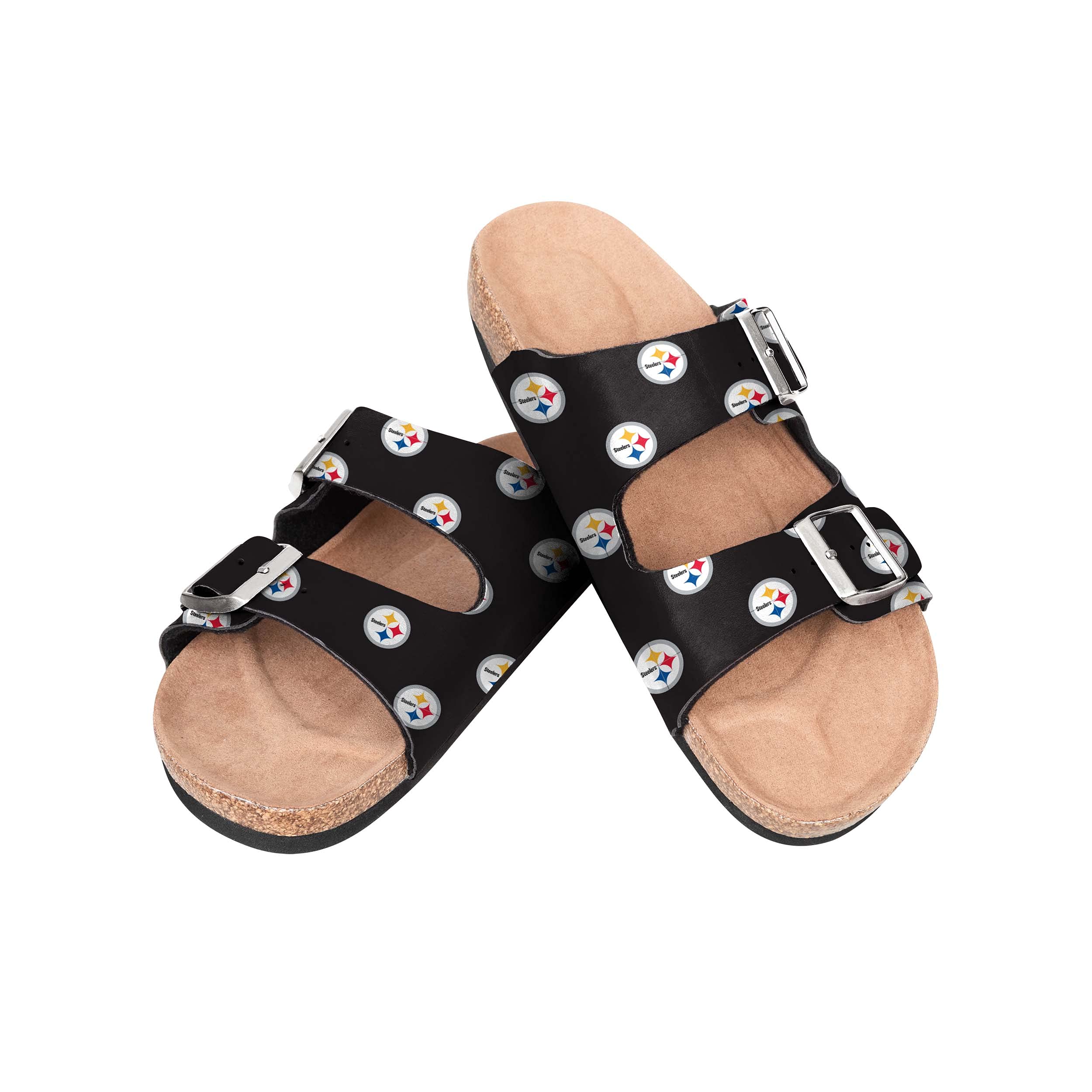 FOCO Womens NCAA Team Logo Double Buckle Sandals