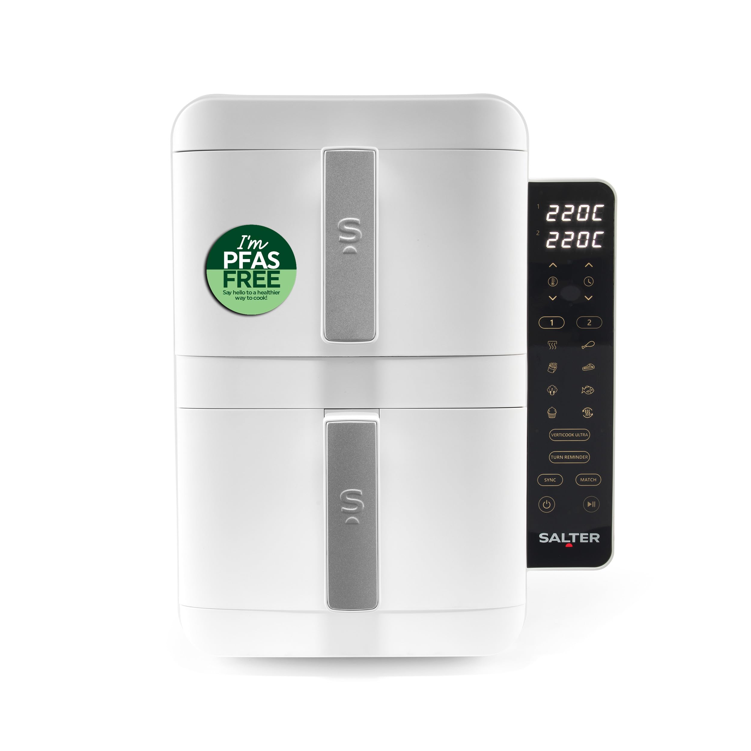 Salter Verticook Ultra Ek6642wht 9L Dual Air Fryer - White, White