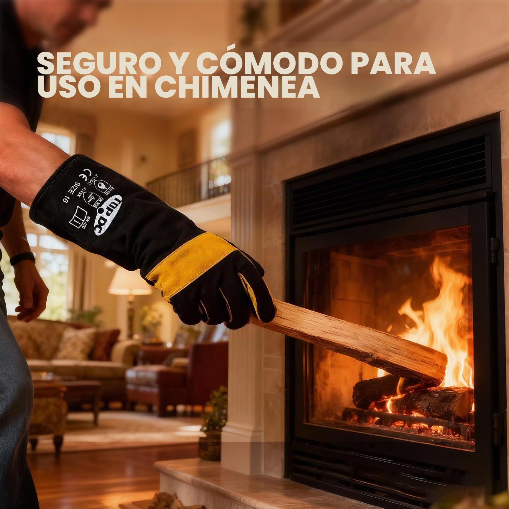 TOPDC 16 pulgadas, 1600 ° F, guantes de soldadura de cuero Forge/Mig/Stick
