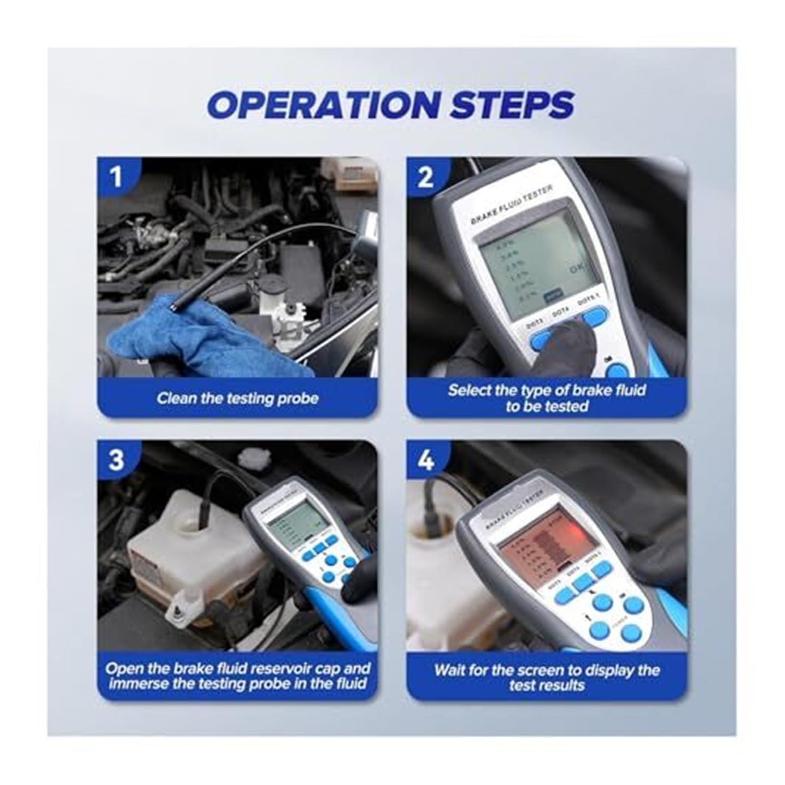 Tester del liquido dei freni con display a LED, dispositivo portatile for il controllo della qualità e dell'olio motore