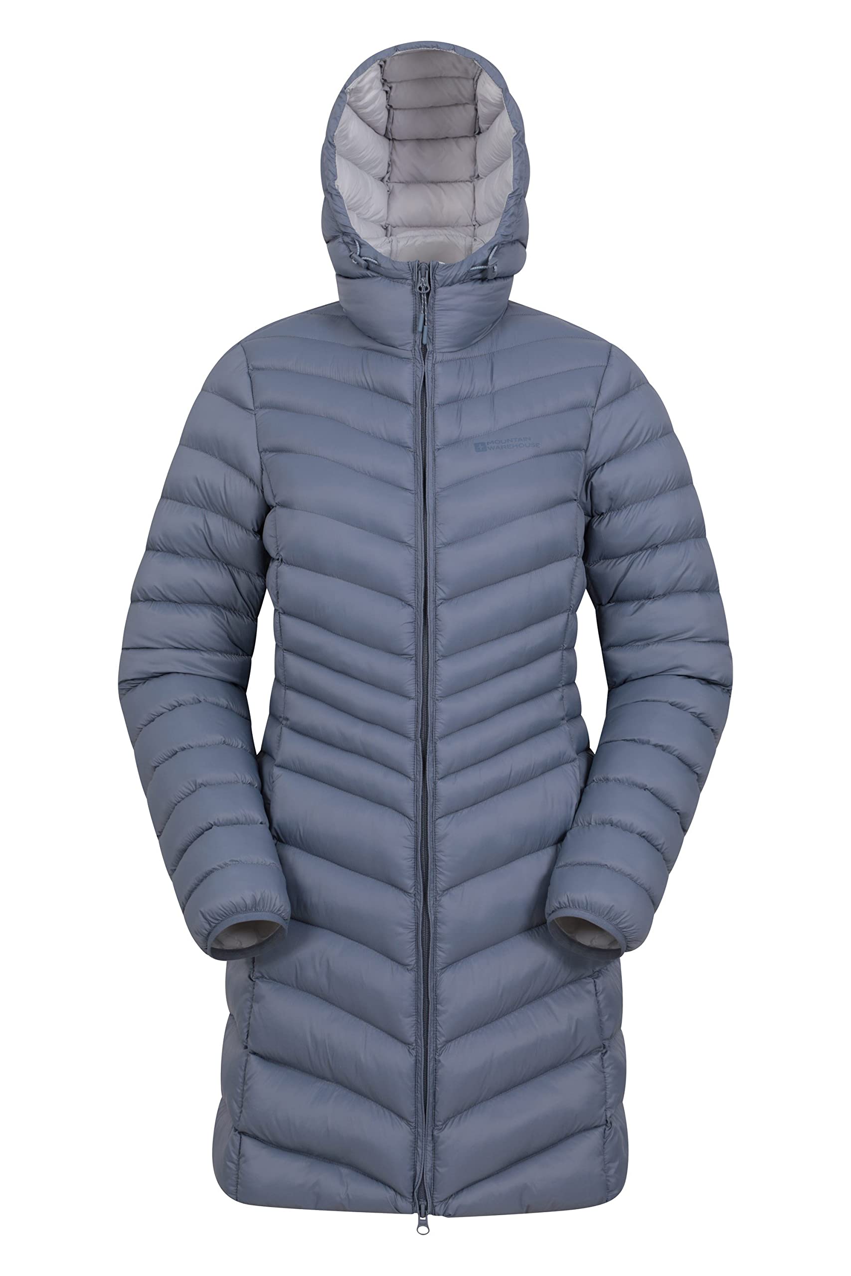Mountain Warehouse Women's Blue Florence Winter Long Padded Jacket - Water Resistant Rain Coat, Lightweight Puffer Jacket, Warm, 30C Heat Rating - For Outdoors, Walking Size 8