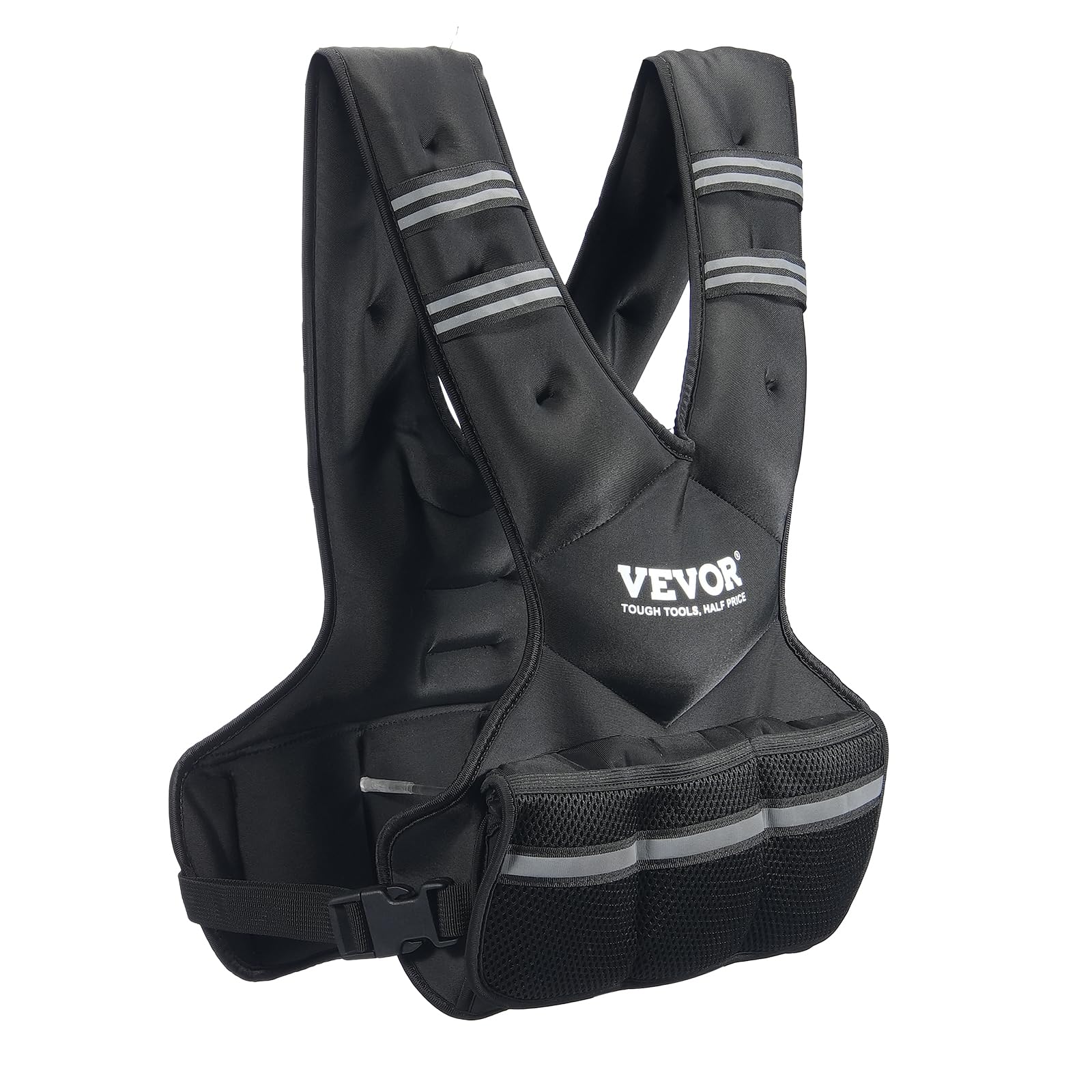 VEVOR Gilet lesté réglable 9 à 14,5 kg, veste de poids avec 6 packs de poids en granulés de fer et bande réfléchissante pour hommes et femmes, équipement d'entraînement pour musculation, course à pied