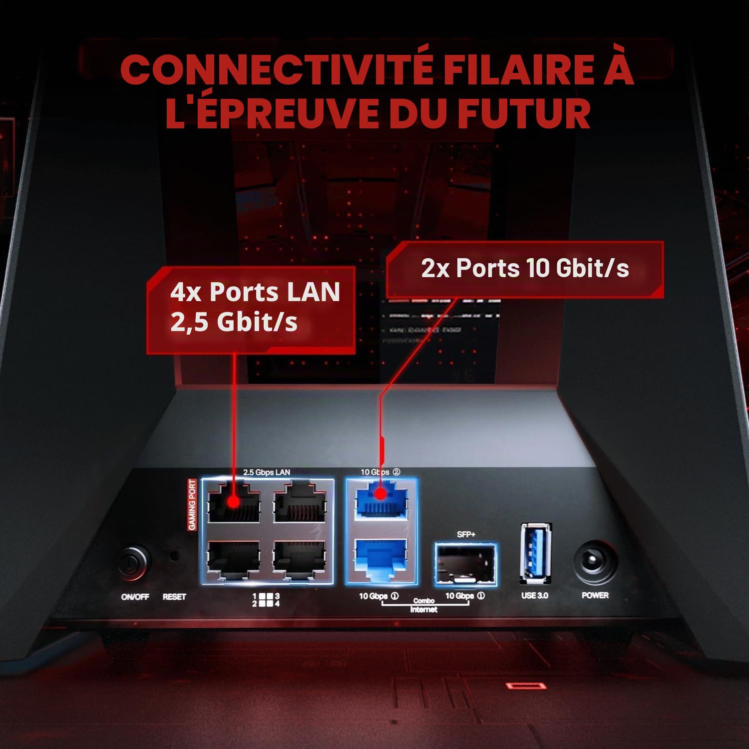 TP-Link Tri-Band BE19000 Wi-FI 7 Gaming Router Archer GE800 | 12-Stream | 2×10G + 4×2.5G Ports, USB 3.0 | Turbo Acceleration, Dedicated Gaming Port & Panel, RGB Lighting, HomeShield, Free Expert Help