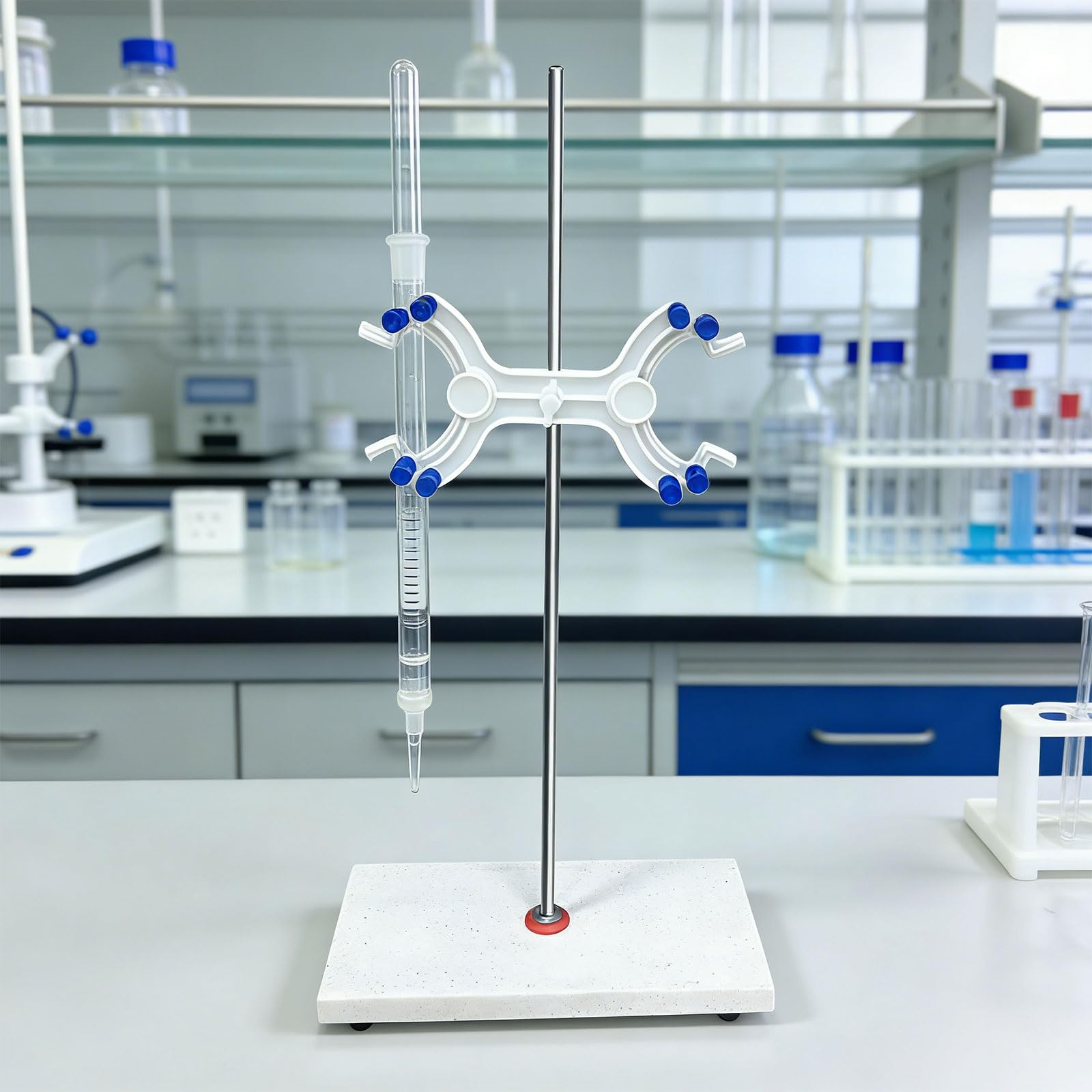 Supporto per burette con base in marmo per laboratori scolastici con morsetto con morsetto a farfalla per esperimenti di titolazione