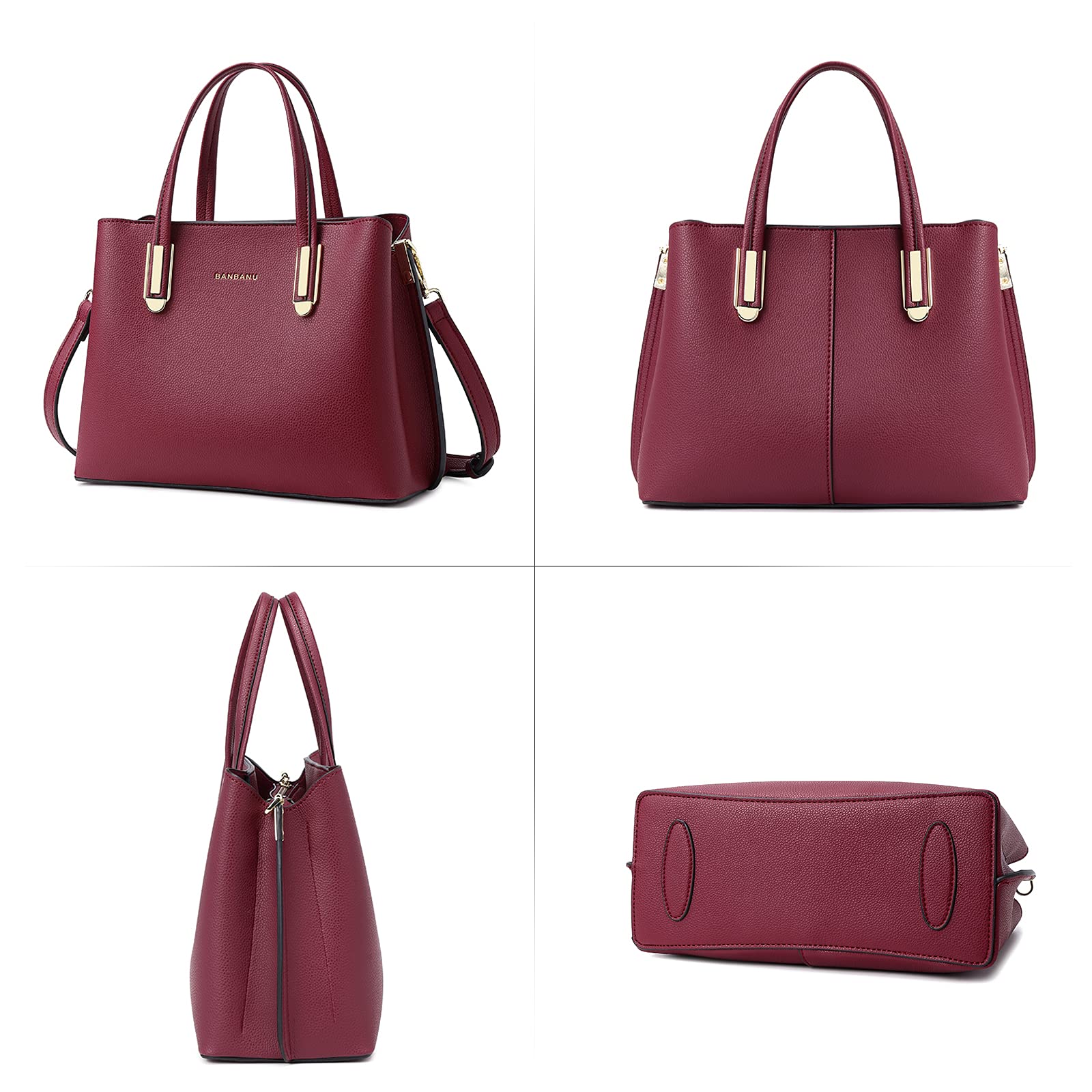 FANDARE Elegante Bolso de Mano Bolsos Cabas Mujer Bolso Bandoleras Cuero PU Impermeable Llevados Hombro Bolso De Hombro Gran Capacidad Compras Escuela Viaje, rojo, large, Elegante