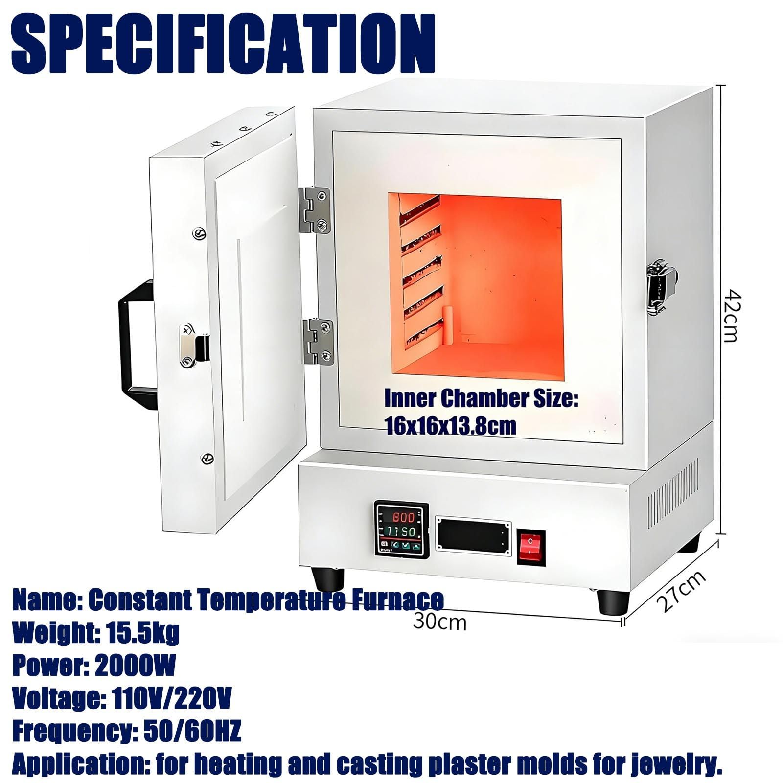 Brennofen FüR Keramik/Metallschmelzen Zu Hause,Schmelzofen FüR Keramik,Hochtemperatur 1150°C (2102°F),Schmelzofensteuerung,FüR Schmuckherstellung,Wachsguss,Tonkeramik-DIY