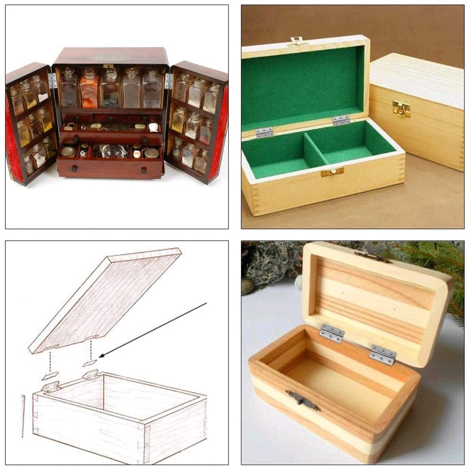 Scharniere, 16 Stück kleine Schranktür-Scharniere aus Edelstahl, Mini-Scharnier