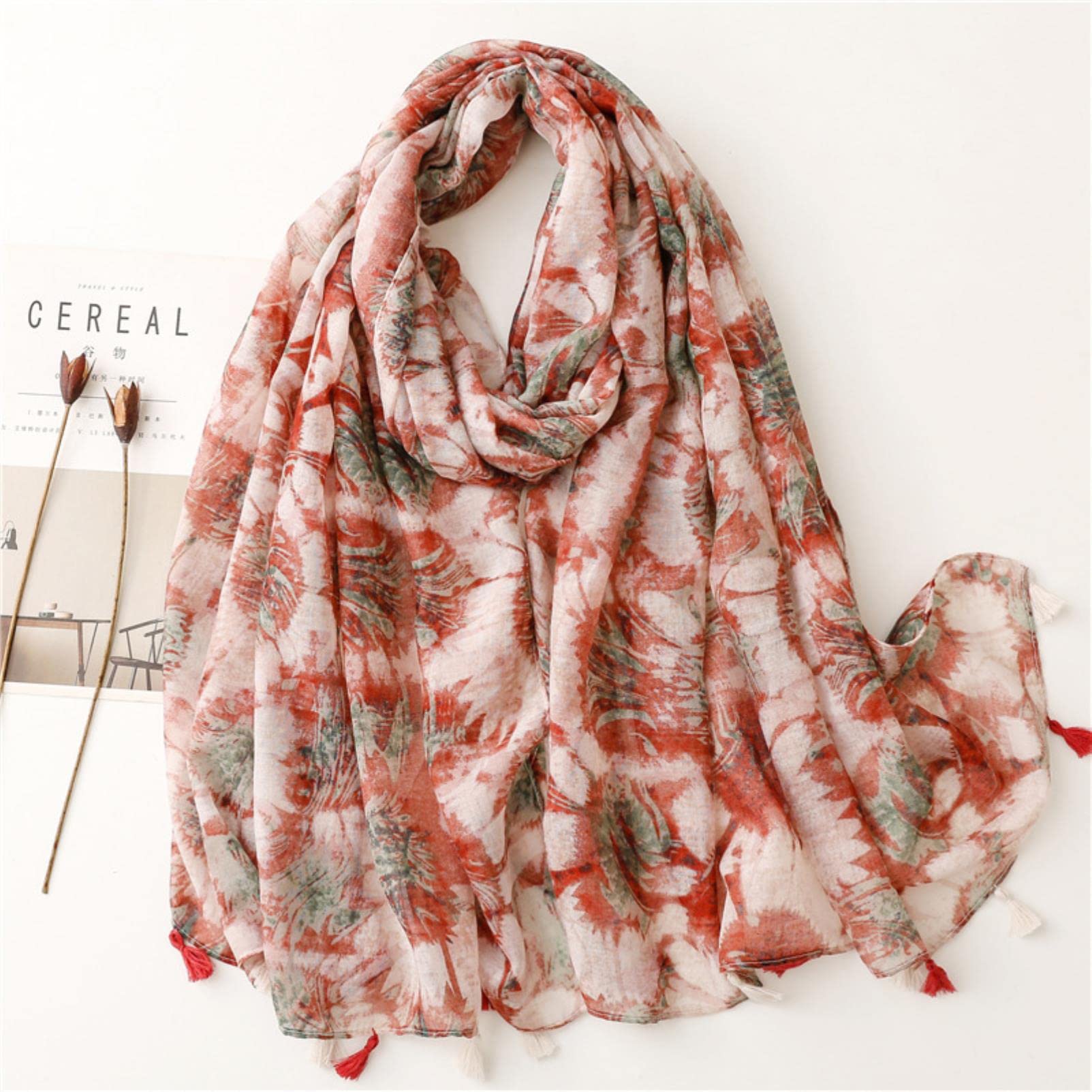 Bufanda Moda Floral Flecos Viscosa Mantón Bufanda Señoras Abrigo Fino Cachemira Mantón Hijab Musulmán 180 * 90 Cm