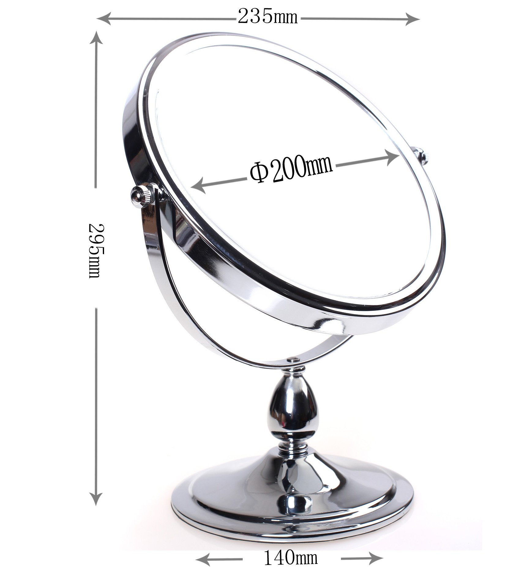 HIMRY Miroir sur Pied 5 Grossissement, 8 inch, Miroir Cosmétique Double Face pour Maquillage, Rasage, 20 cm Miroir de Table Miroir Grossissant, Chromé, KXD3105-5x