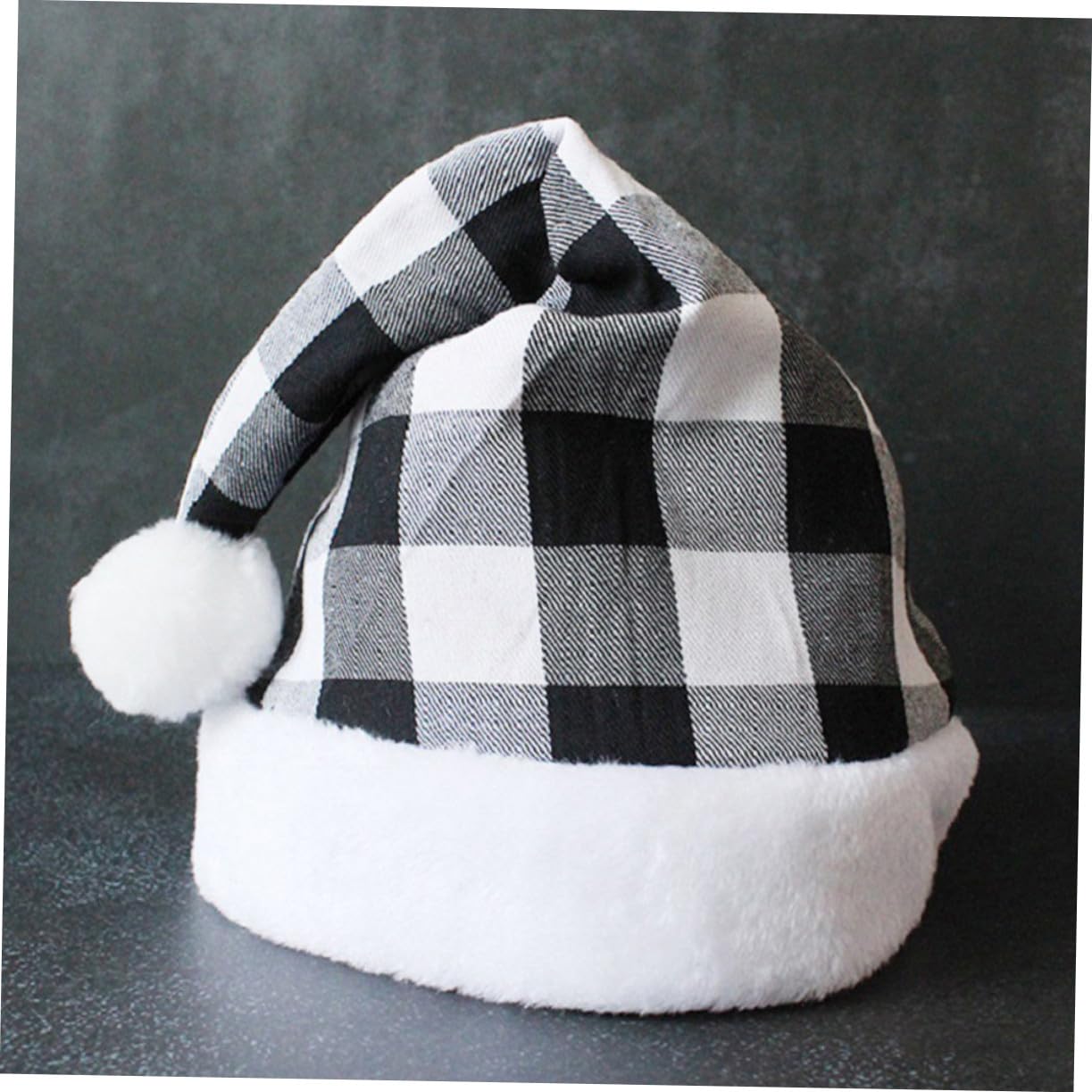 Bonnet de Noël à Carreaux Rouge et Noir et Confortable Chapeau Unisexe pour Fête et Accessoires de Costume de Noël
