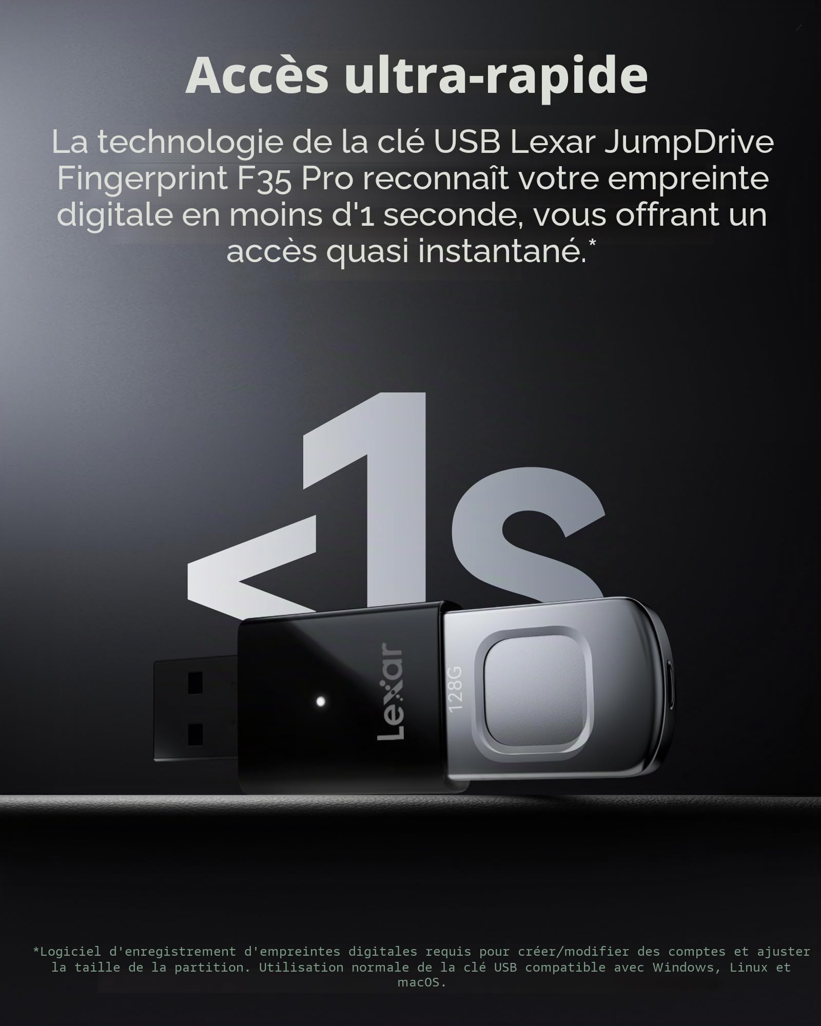 Lexar CLE USB Fingerprint 128GO F35 Pro