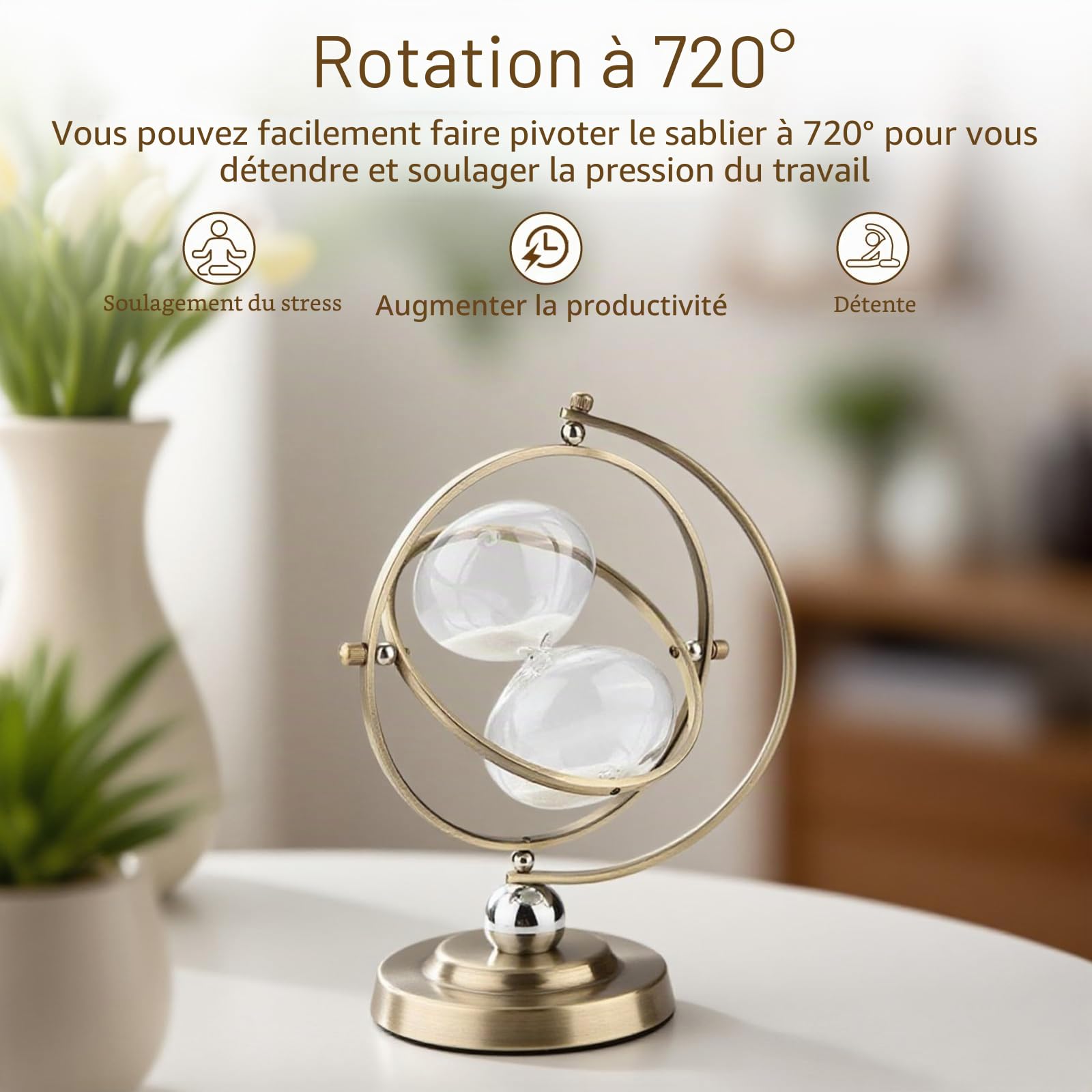 Sablier classique en verre de 30 minutes pour la cuisine, l'étude, la maison, le bureau