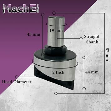 2 (50 mm) Head Diameter Fly Cutter with Straight Shank & Replaceable Carbide Insert Precision Indexable Tool for Milling & Lathe Machines