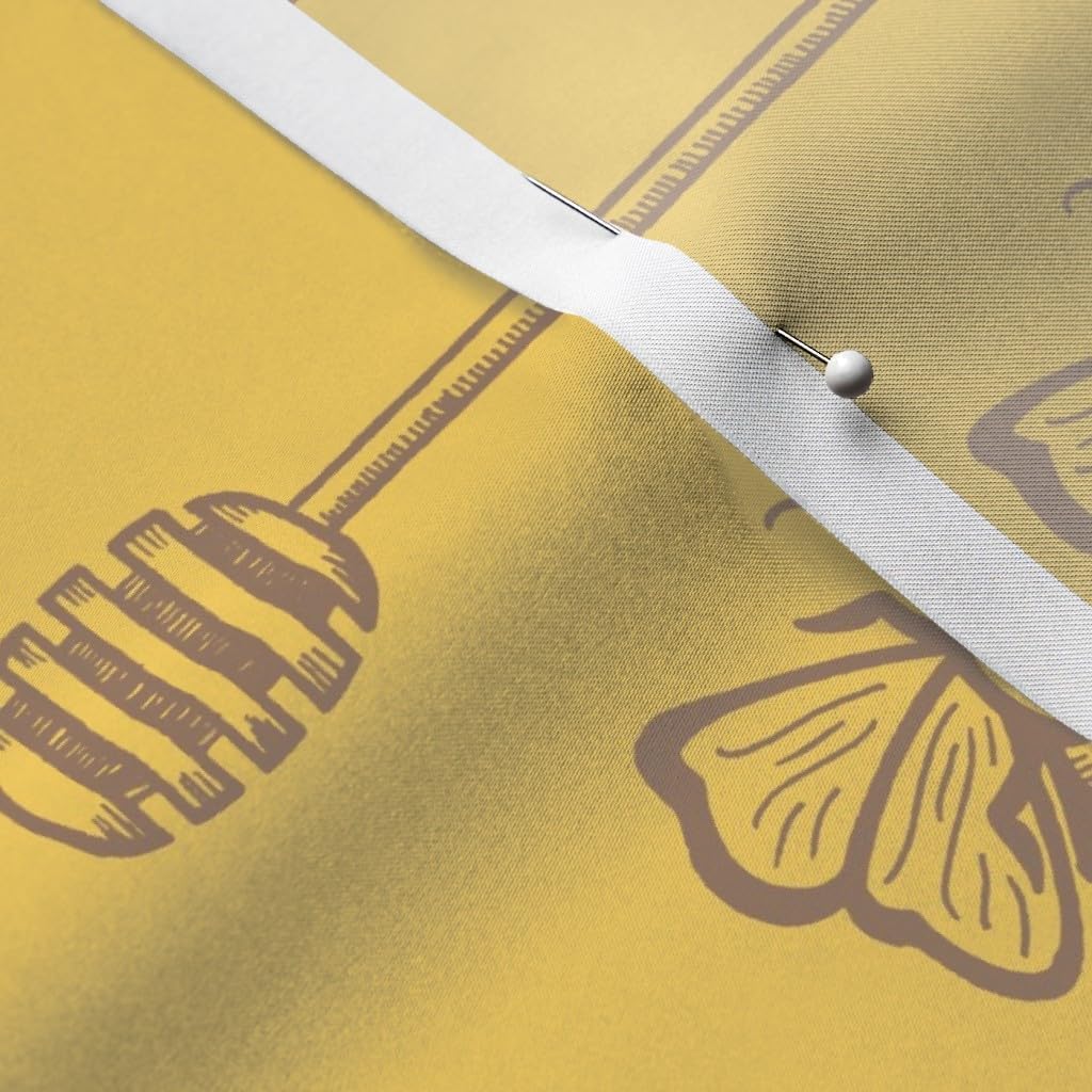 Spoonflower Fabric - Sweet Honey Gold Bee Hive Kitchen Summer Printed on Satin Fabric by The Yard - Sewing Lining Apparel Fashion Blankets Decor