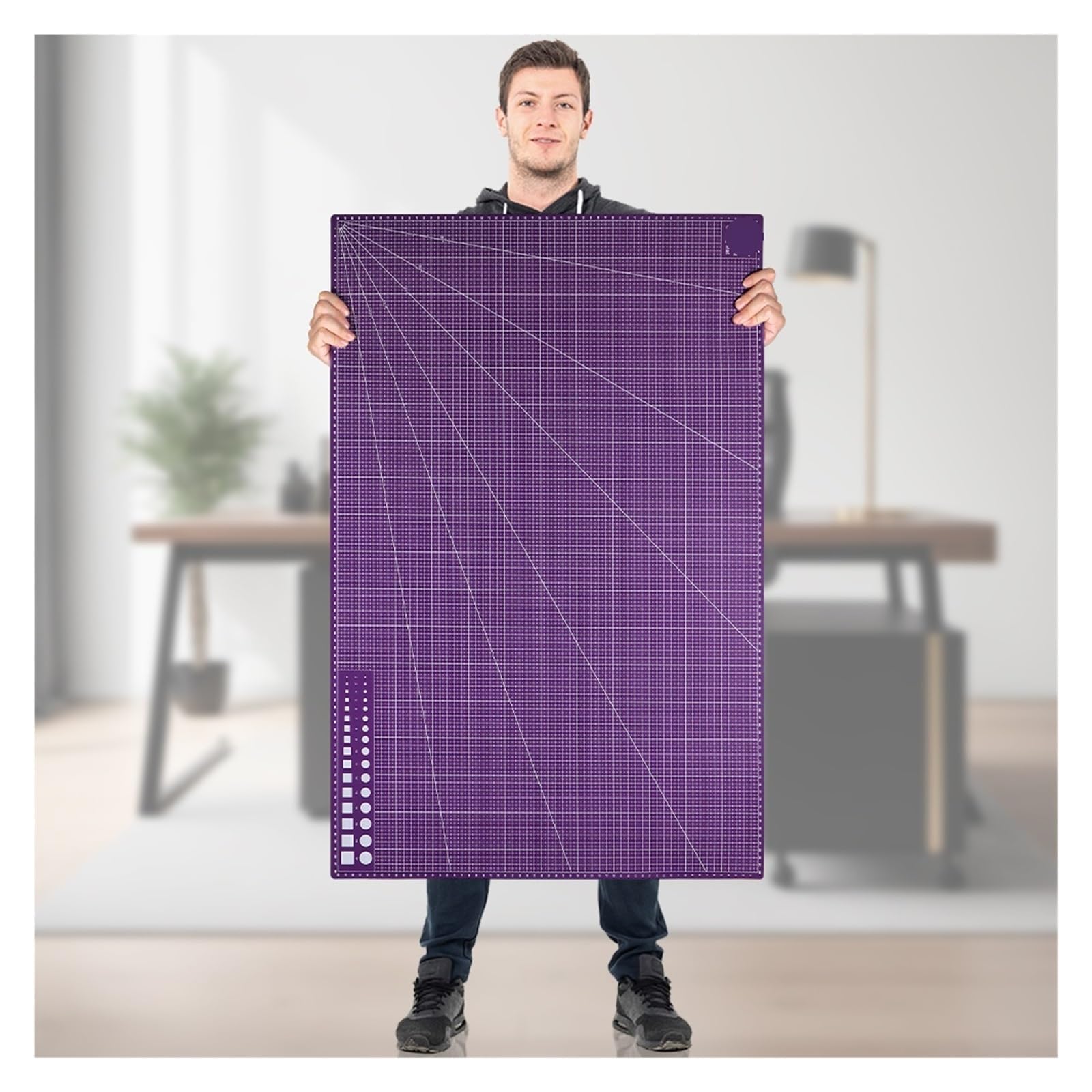 Costura Autoregenerativa Tapete de corte de PVC autocurativo de doble cara, A1 (púrpura + rosa), Ideal for corte de cuero, tallado, manualidades de papel y arcilla, 1 ud.