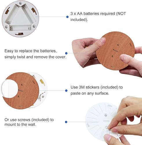 Vista 23 de Luces LED de disco con control remoto inalámbrico y temporizador automático, funciona con pilas, luces regulables debajo del gabinete para cocina