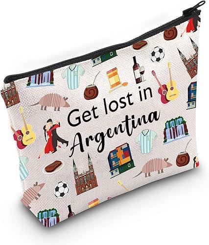 Regalo de viaje Argentina Get Lost in Argentina Estuche de maquillaje con cremallera para regalo de viajero de Argentina Regalo de bienvenida a