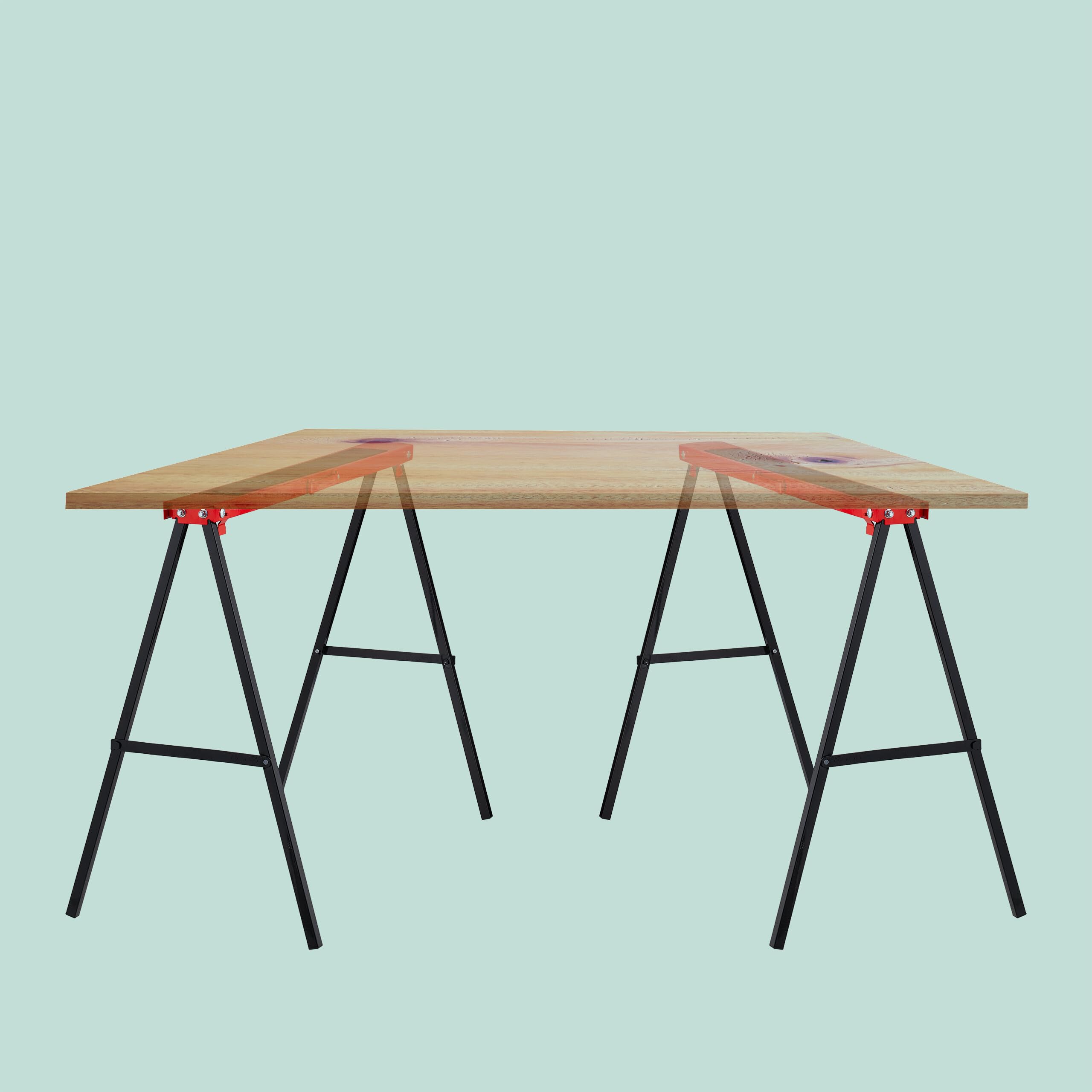 Relaxdays Tréteau de Travail, 2 pièces, Pliable, 100 kg, HxLxP : 78 x 100 x 49 cm, tréteau Polyvalent, Acier, Rouge/Noir