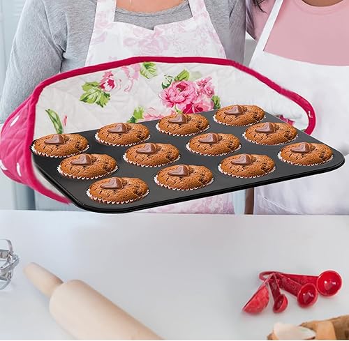 Vista 5 de Tebery Juego de 5 utensilios antiadherentes para hornear, incluye bandeja para galletas, molde para pan, sartén cuadrada, molde redondo para tartas