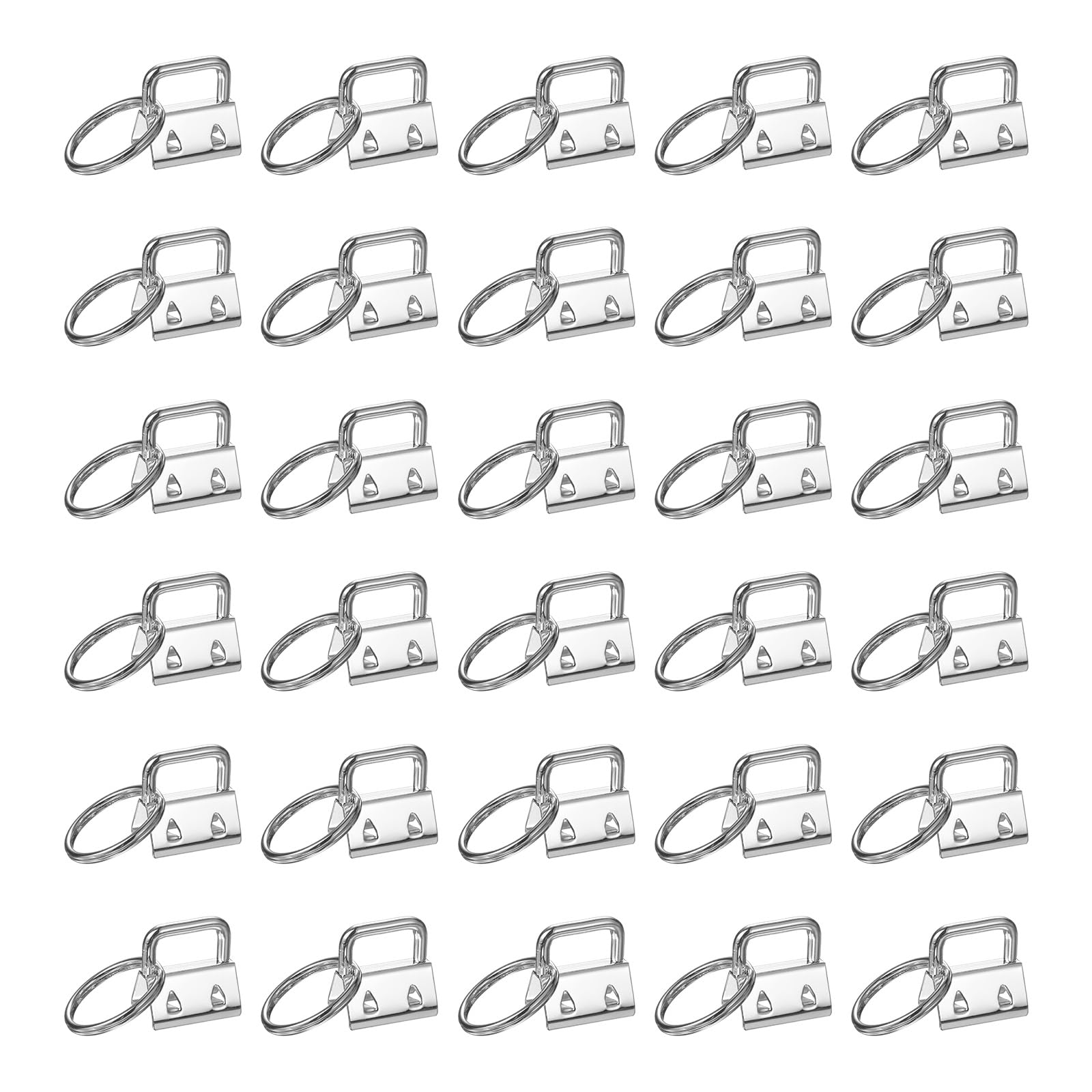 sourcing map 30 Pcs Key Fob Hardware, 0.8in 20mm Wristlet Clasp Sets with Key Rings for Keychain Making Supplies Lanyards Bag DIY Crafts, Silver