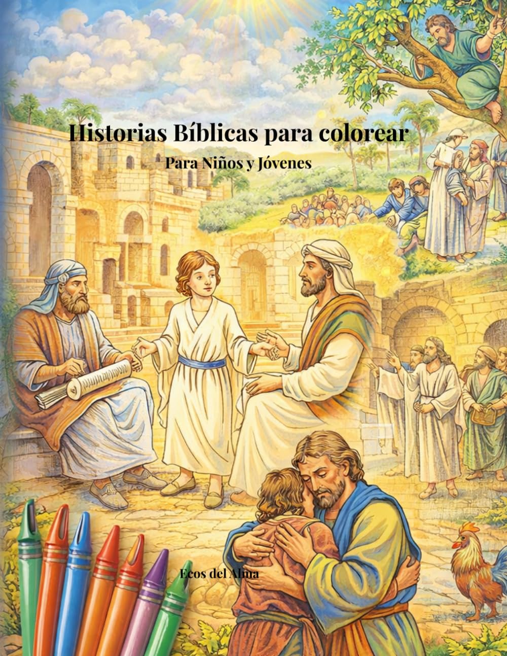 Historias Bíblicas para Colorear: Libro Cristiano para Niños y Jóvenes