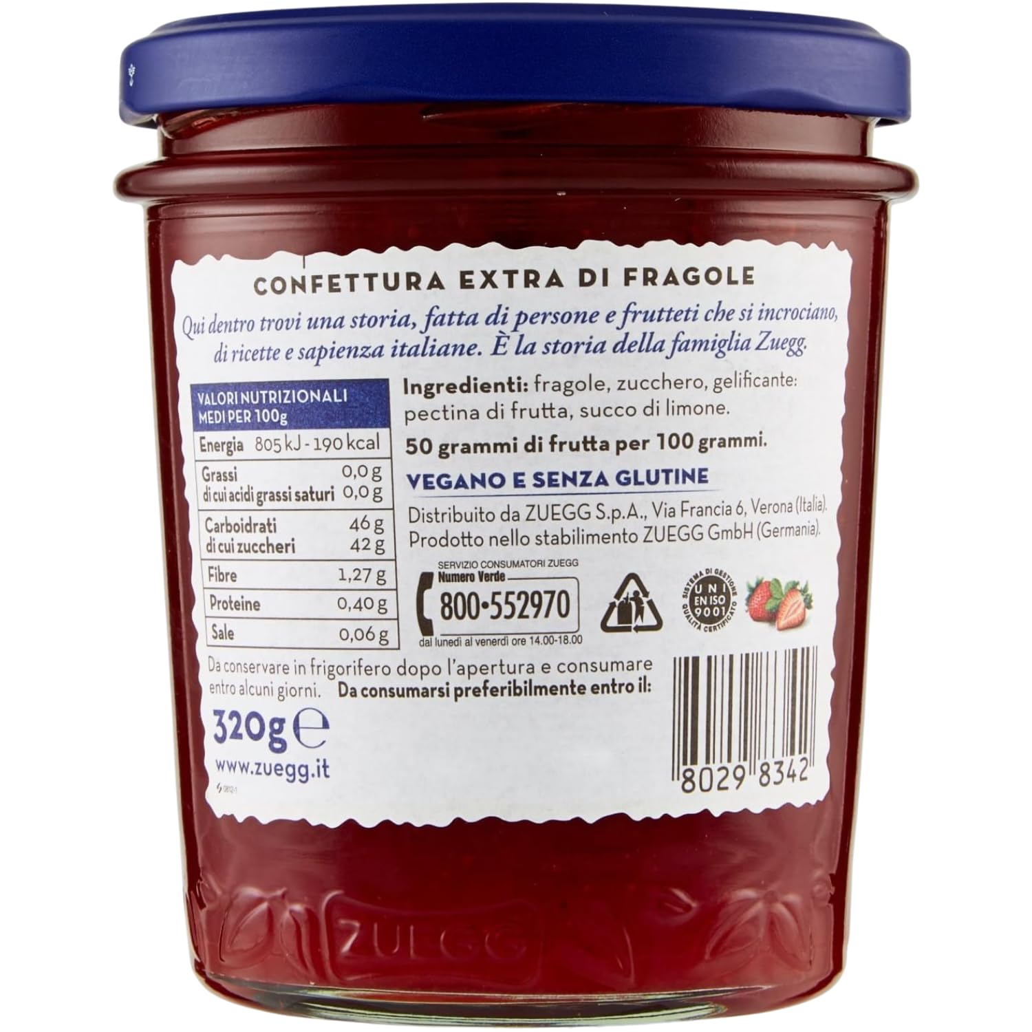 Confettura Extra di Fragole 320 g – Marmellata alla Frutta Dolce e Naturale Ideale per Colazione e Dolci – Variazioni 4/6/8/10 Pezzi (12 pezzi)