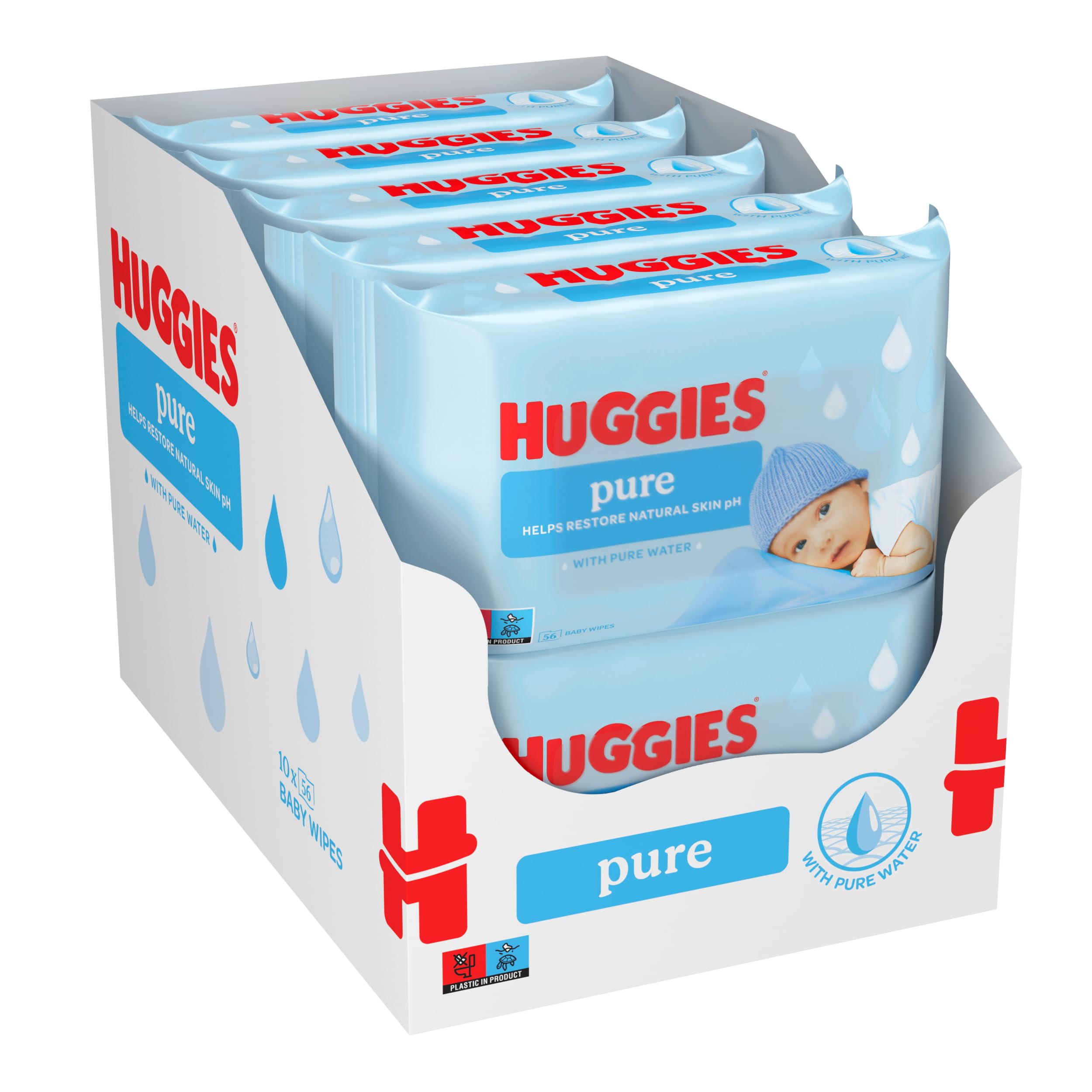 Pure, Baby Wipes, 18 Packs (1008 Wipes Total) - 99 Percent Pure Water Wipes - Fragrance Free for Gentle Cleaning and Protection - Natural Wet Wipes