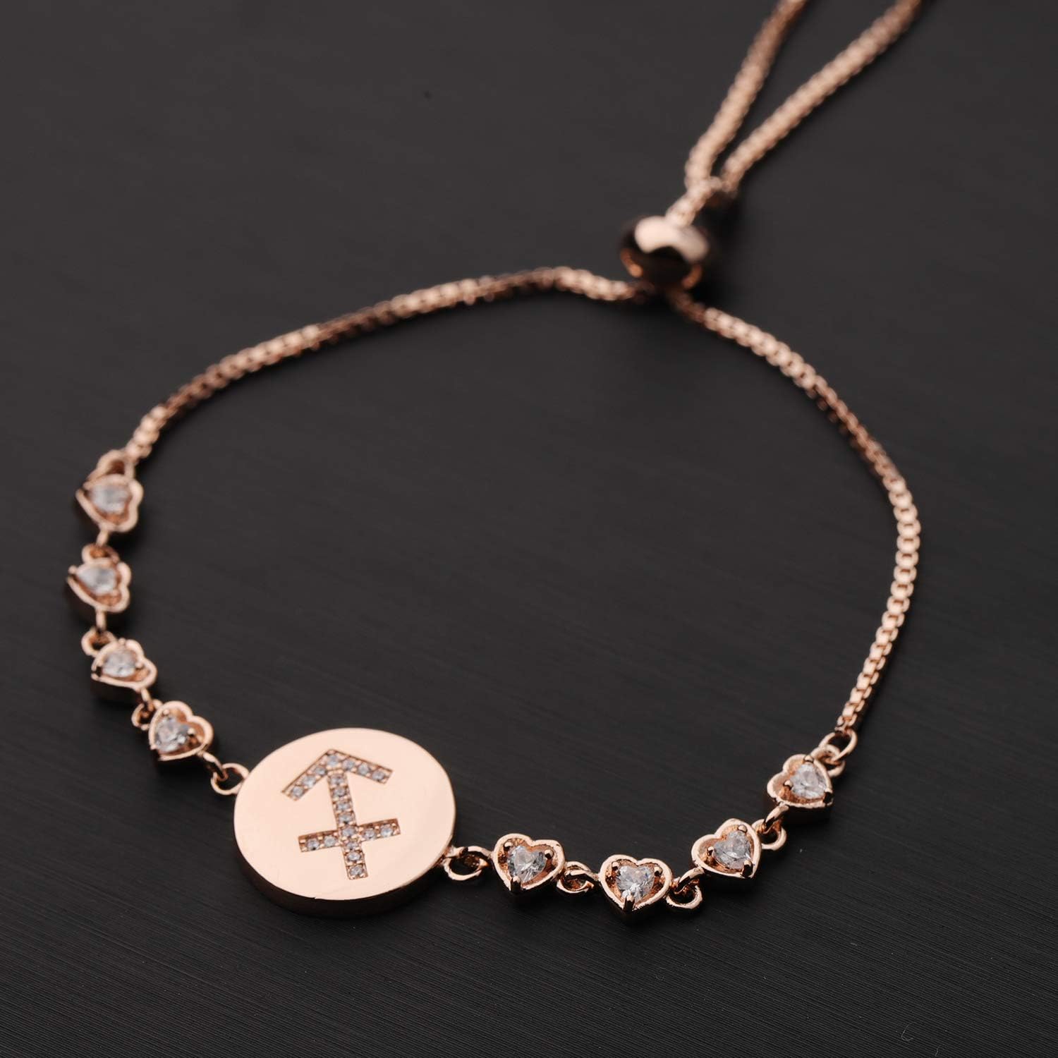 ENSIANTH Rose Gold Zodiac Sign Adjustable Bracelet Birthday Gift for Women - Image 3