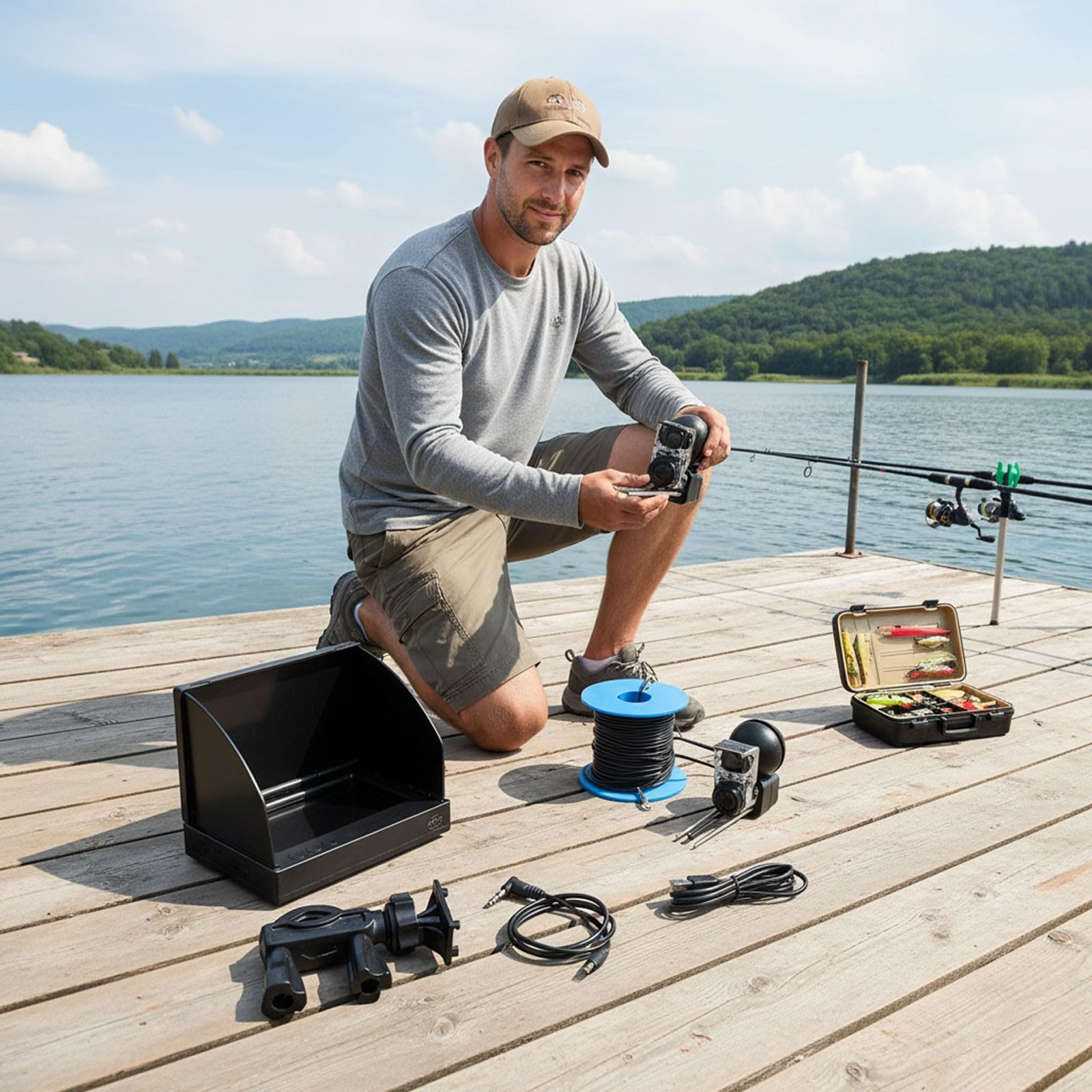 Buscador de peces con pantalla LCD de 4.3 pulgadas de alto brillo 2000NIT 220 grados FOV para uso en agua dulce y salada