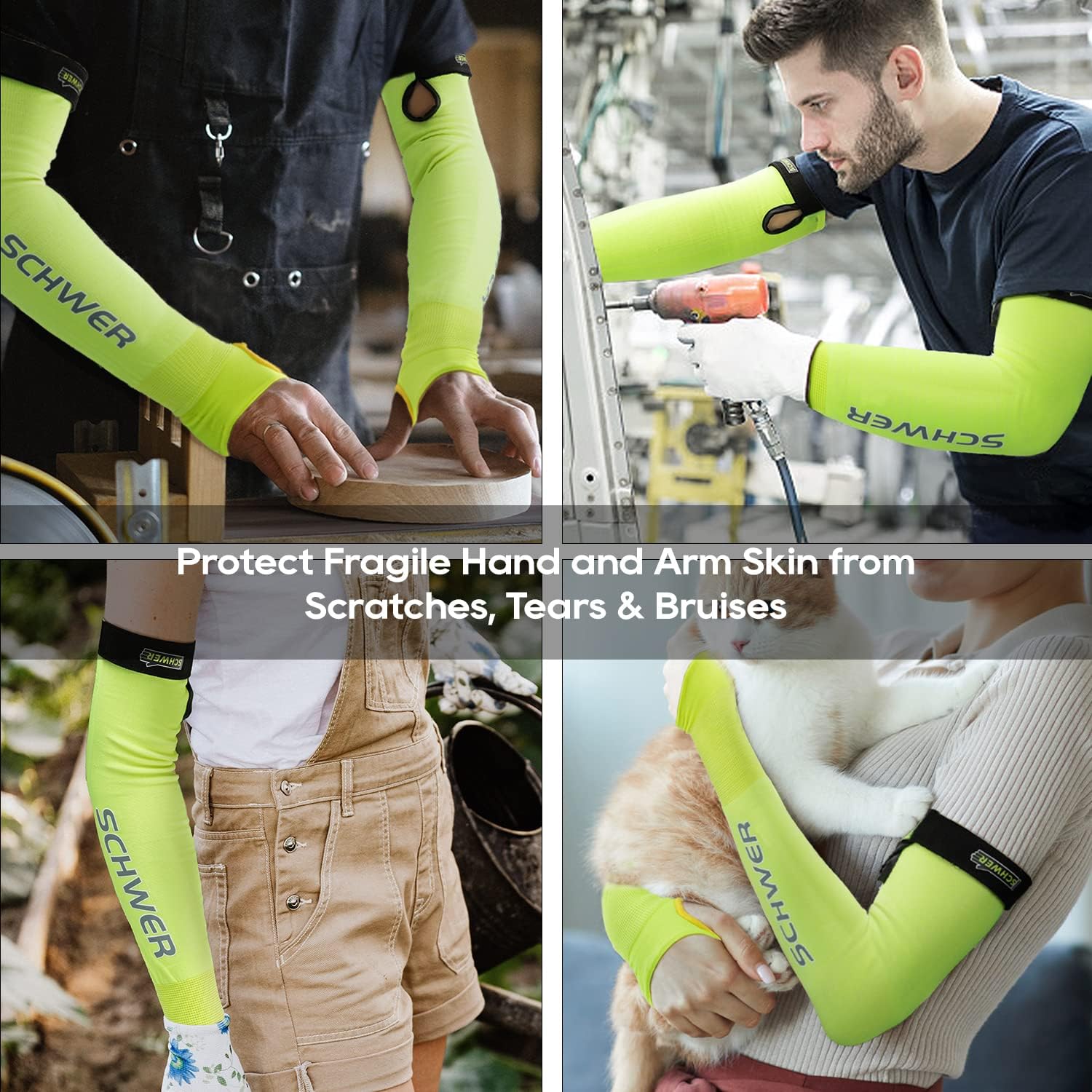 Schwer ANSI A9 Cut Resistant Gloves with Foam Nitrile Coating and ANSI A6 Cut Resistant Sleeves for Men - Protective Gloves and Arms